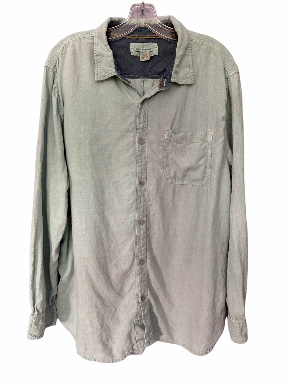 Carbon2Cobalt Light Blue Linen Button-Up Shirt XL Relaxed Fit Casual Coastal